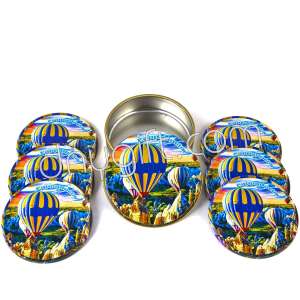 6 Pieces Of Cappadocia Patterned Coaster Packaged In Metal Box