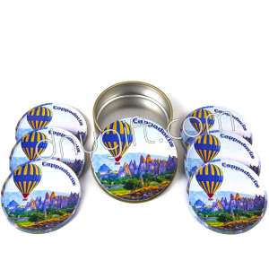 6 Pieces Of Cappadocia Patterned Coaster Packaged In Metal Box