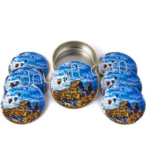 6 Pieces Of Cappadocia Patterned Coaster Packaged In Metal Box