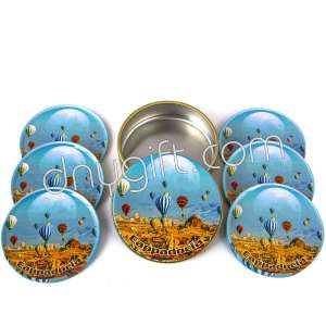 6 Pieces Of Cappadocia Patterned Coaster Packaged In Metal Box