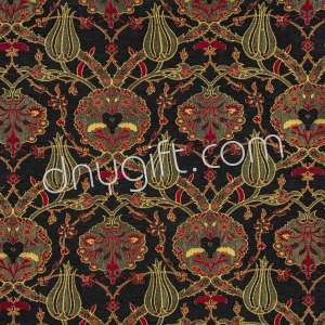 Turkish Patterned Chenille Fabric Black 1893