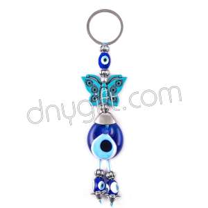 Turquoise Butterfly Shaped Evil Eye Beaded Key Chain