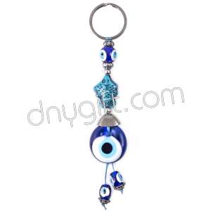 Turquoise Fish Shaped Evil Eye Beaded Key Chain