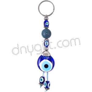 Turquoise Ufo Shaped Evil Eye Beaded Key Chain