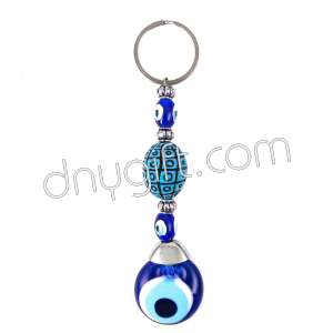 Turquoise Round Evil Eye Beaded Key Chain
