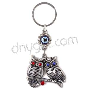 Metal Double Owl Key Chain