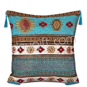 45x45 Turquoise Cream Kilim Desing Turkish Cushion Pillow Cover