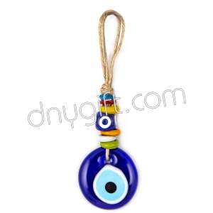 Turkish Evil Eye Linen Corded Wall Hanging Ornament No 1