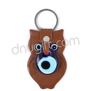Brown Owl Faux Leather Key Chain