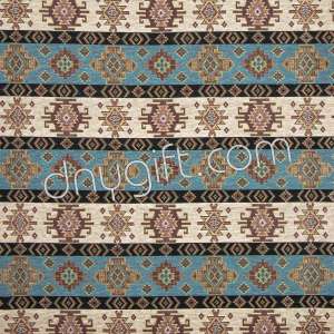 Kilim Patterned Turquois Gobelin Fabric