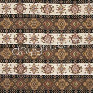 Kilim Patterned Brown-cream Gobelin Fabric