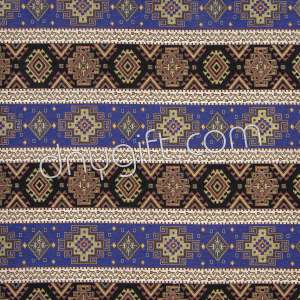 Goblen Kilim Desenli Kumaş Mor-Siyah