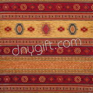 Chenille Kilim Fabric Red - Mustard