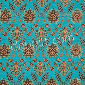 Chenille Kilim Fabric Turquoise 2214