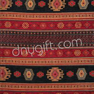 Chenille Kilim Fabric Red - Black