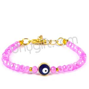 Pink Crystal Turkish Bracelet Withe Evil Eye