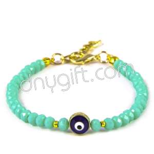 Green Crystal Turkish Bracelet Withe Evil Eye 