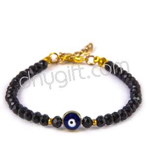 Black Crystal Turkish Bracelet Withe Evil Eye
