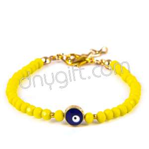 Yellow Crystal Turkish Bracelet Withe Evil Eye