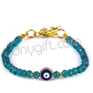 Green Crystal Turkish Bracelet Withe Evil Eye 