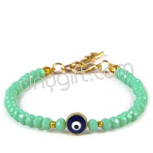 Green Crystal Turkish Bracelet Withe Evil Eye 