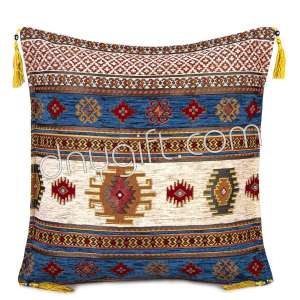 45x45 Turquoise Cream Kilim Desing Turkish Cushion Pillow Cover