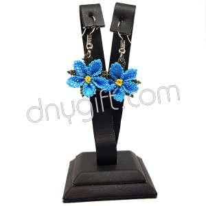 Needle Lace Wild Flower Earrings Light Blue