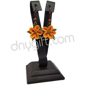 Needle Lace Wild Flower Earrings Mustard
