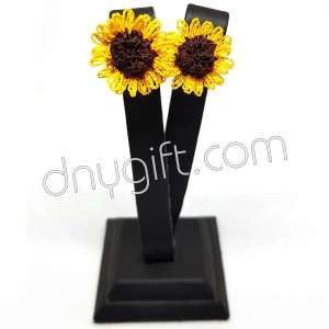 Needle Lace Sunflower Stud Earrings