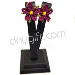 Needle Lace Wild Flower Stud Earrings Purple
