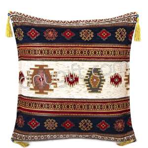 45x45 Navy Blue Cream Kilim Desing Turkish Cushion Pillow Cover