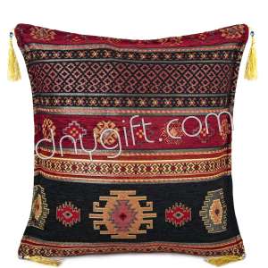 45x45 Red Black Kilim Desing Turkish Cushion Pillow Cover