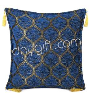 45x45 Desing Peacock Desing Blue Turkish Cushion Pillow Cover