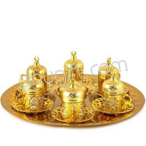 Gold Plated Turkish Coffee Set For Six Person