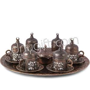 Bronze Plated Turkish Coffee Set For Six Person