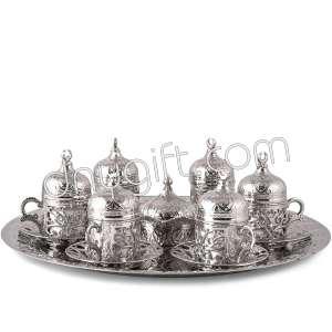 Silver Plated Turkish Coffee Set For Six Person