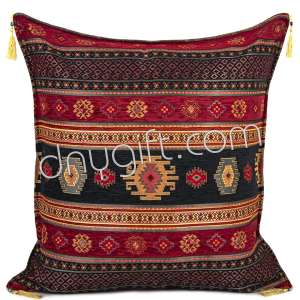 70x70 Kilim Desing Black Burgundy Turkish Cushion Pillow Cover