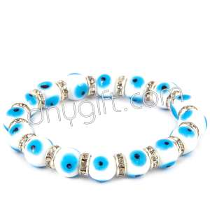 10 mm Turkish White Evil Eye Bracelet