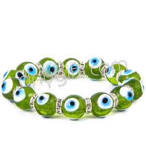 12 MM Light Green Evil Eye Bracelet