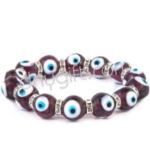 12 MM Purple Evil Eye Bracelet