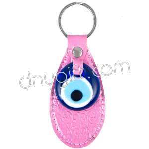 Leather Drop Keychain In Light Pink