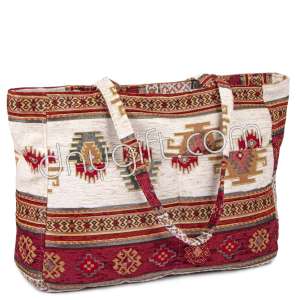 Turksh Patterned Beach Bag In Red-Cream
