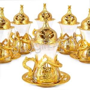 Golden Turkish Tea Set Glassware 