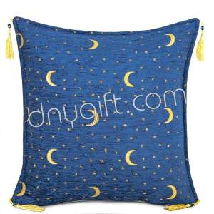 45x45 Moon Star Blue Turkish Cushion Cover
