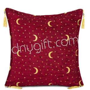 45x45 Moon Star Red Turkish Cushion Cover