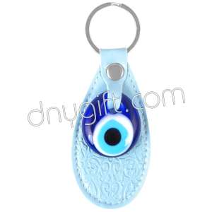 Drop Shaped Turkish-Ottoman Patterned Icy Blue KeyChain