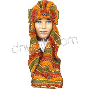 Kilim Designed Turkish Winter Hat Orange 