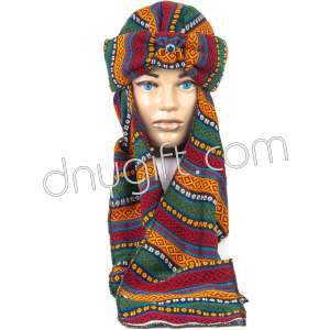 Kilim Designed Turkish Winter Hat Green