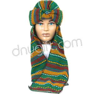 Kilim Designed Turkish Winter Hat Open Green