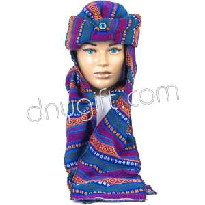 Kilim Designed Turkish Winter Hat Blue